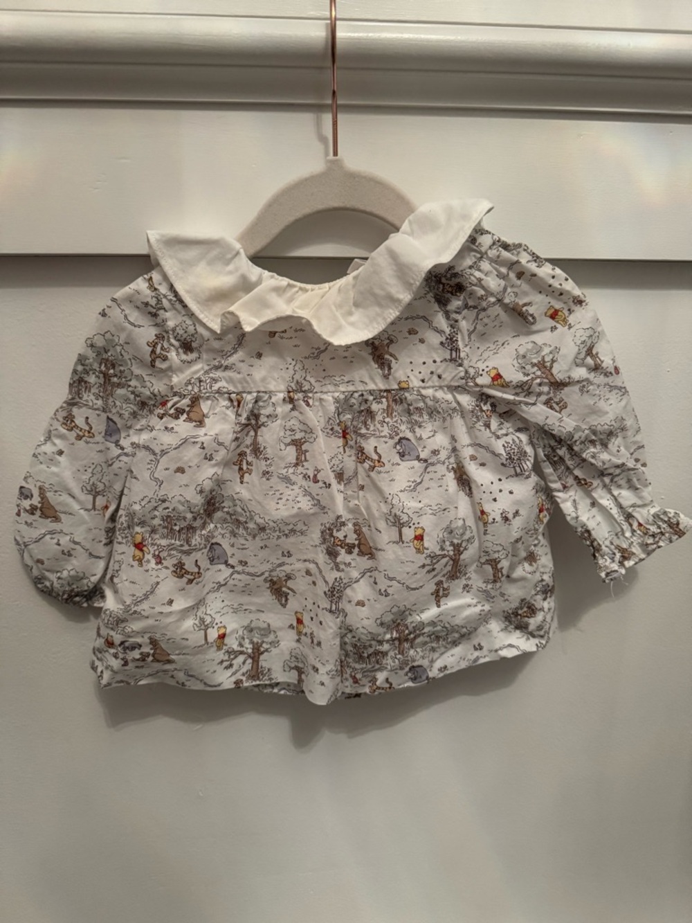 Janie and Jack White Ruffle-Collar Winnie the Pooh Print Dress with Bloomers